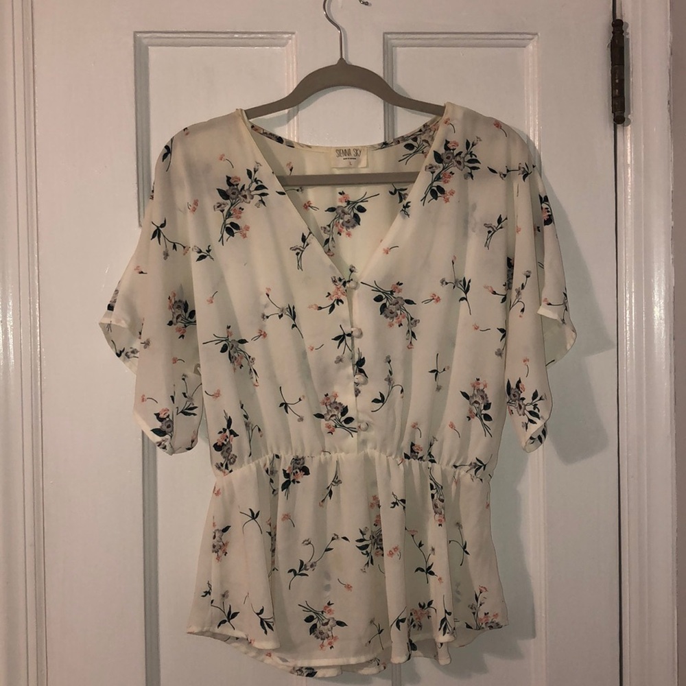 White Floral Blouse